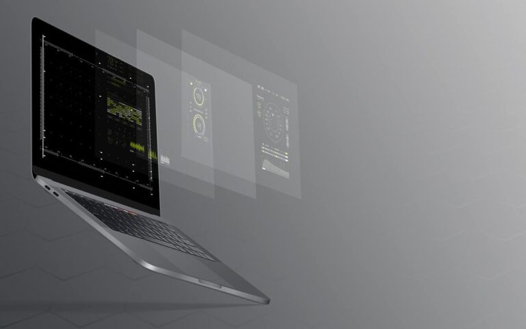 A floating laptop